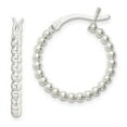 thumbnail image 1 of FB Jewels Sterling Silver Polished Beaded Hoop Earrings, 1 of 2