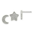 thumbnail image 1 of FB Jewels Sterling Silver Polished CZ Moon and Star Post Earrings, 1 of 5