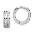 thumbnail image 1 of FB Jewels Sterling Silver Polished Rhodium-plated Hinged Hoop Earrings, 1 of 2