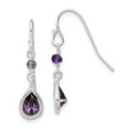 thumbnail image 1 of FB Jewels Sterling Silver Purple CZ Dangle Earrings, 1 of 2