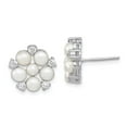 thumbnail image 1 of FB Jewels Sterling Silver RH 3-5mm White Button FWC Pearl CZ Post Earrings, 1 of 2