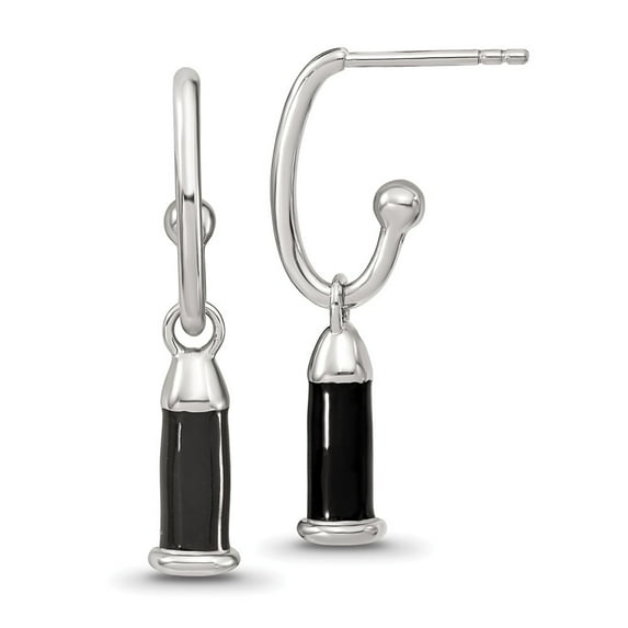 FB Jewels Sterling Silver Reflections Enamel Dangle Jhoop Post Earrings