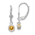 thumbnail image 1 of FB Jewels Sterling Silver Rhodium 5mm Round Citrine Leverback Earrings, 1 of 3