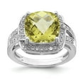 thumbnail image 1 of FB Jewels Sterling Silver Rhodium Checker-Cut Lemon Quartz & Diam. Ring, 1 of 2