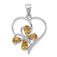 thumbnail image 1 of FB Jewels Sterling Silver Rhodium Citrine & Diamond Butterfly Heart Pendant, 1 of 2