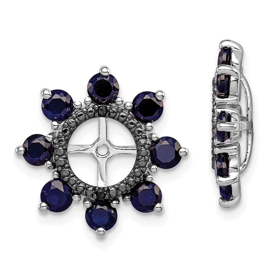 FB Jewels Sterling Silver Rhodium Created Sapphire & Black Sapphire Earring Jacket