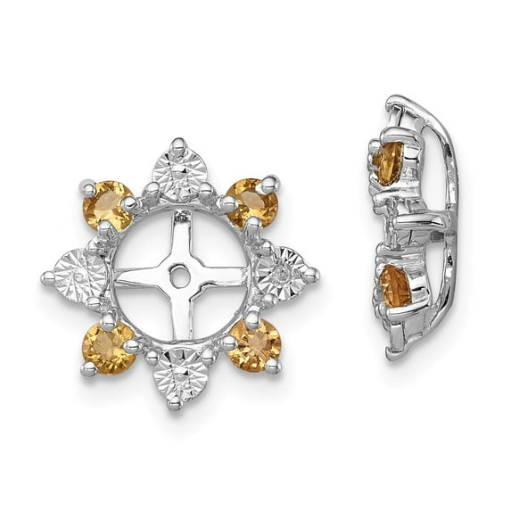 FB Jewels Sterling Silver Rhodium Diam. & Citrine Earring Jacket