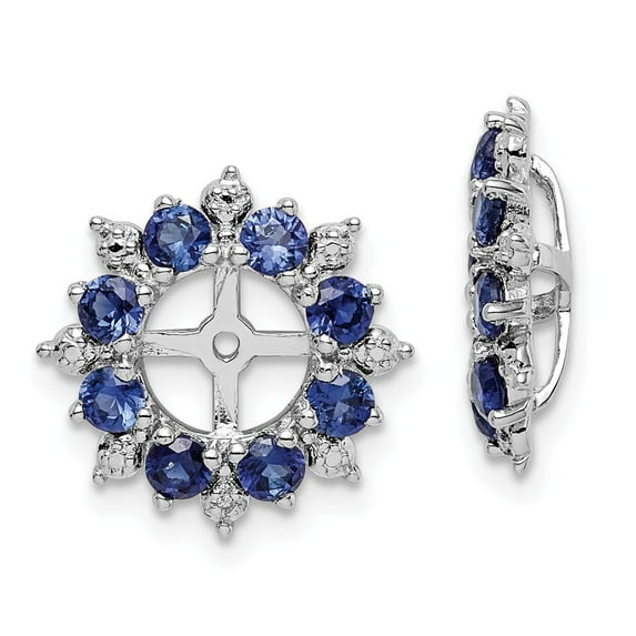 FB Jewels Sterling Silver Rhodium Diam. & Created Sapphire Earring Jacket
