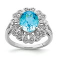 thumbnail image 1 of FB Jewels Sterling Silver Rhodium Diam. & Oval Checker-Cut Blue Topaz Ring, 1 of 2