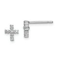 thumbnail image 1 of FB Jewels Sterling Silver Rhodium Diamond Cross Post Earrings, 1 of 3