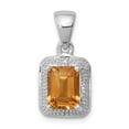 thumbnail image 1 of FB Jewels Sterling Silver Rhodium Emerald-cut Citrine & Diamond Pendant, 1 of 2