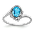 thumbnail image 1 of FB Jewels Sterling Silver Rhodium Oval Blue Topaz & Diam. Ring, 1 of 2