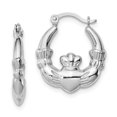 thumbnail image 1 of FB Jewels Sterling Silver Rhodium Plated Claddagh Hollow Hoop Earrings, 1 of 2