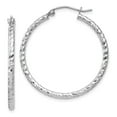 thumbnail image 1 of FB Jewels Sterling Silver Rhodium Plated D/C 2x30mm Hoop Earrings, 1 of 2