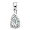 thumbnail image 1 of FB Jewels Sterling Silver Rhodium Plated Dia. & Aquamarine Oval Pendant, 1 of 2