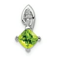 thumbnail image 1 of FB Jewels Sterling Silver Rhodium Plated Diamond & Peridot Square Pendant, 1 of 2