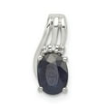 thumbnail image 1 of FB Jewels Sterling Silver Rhodium Plated Diamond & Sapphire Oval Pendant, 1 of 2