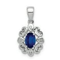 thumbnail image 1 of FB Jewels Sterling Silver Rhodium Plated Diamond & Sapphire Oval Pendant, 1 of 2
