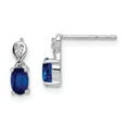 thumbnail image 1 of FB Jewels Sterling Silver Rhodium Plated Diamond & Sapphire Oval Post Earrings, 1 of 2