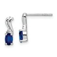 thumbnail image 1 of FB Jewels Sterling Silver Rhodium Plated Diamond & Sapphire Oval Post Earrings, 1 of 2