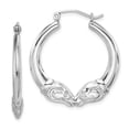 thumbnail image 1 of FB Jewels Sterling Silver Rhodium Plated Rams Head Hoop Earrings, 1 of 2