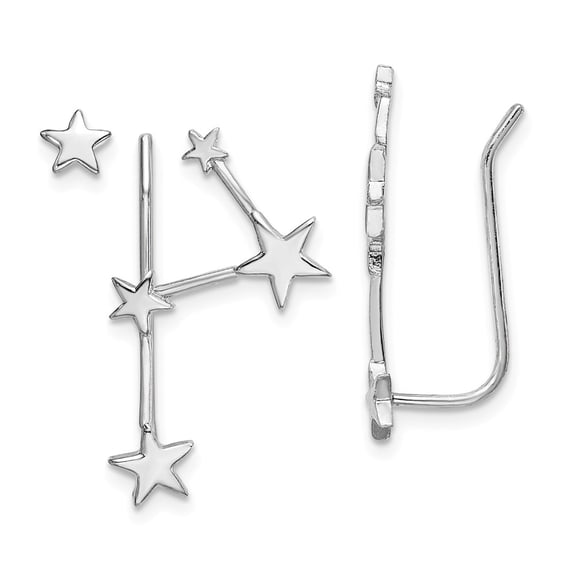 FB Jewels Sterling Silver Rhodium-plate Constellation 1 Ear Climber & 1 Post Earrings