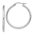 thumbnail image 1 of FB Jewels Sterling Silver Rhodium-plated 2.00mm Diamond Cut Hoop Earrings, 1 of 3