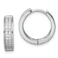 thumbnail image 1 of FB Jewels Sterling Silver Rhodium-plated 2-row Pav‚Äö Hinged Hoop Earrings, 1 of 2