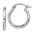 thumbnail image 1 of FB Jewels Sterling Silver Rhodium-plated 2mm Diamond Cut Hoop Earrings, 1 of 3