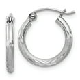 thumbnail image 1 of FB Jewels Sterling Silver Rhodium-plated 2mm Satin & Diamond Cut Hoop Earrings, 1 of 3