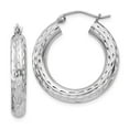 thumbnail image 1 of FB Jewels Sterling Silver Rhodium-plated 4.00mm Diamond-cut Hoop Earrings, 1 of 3