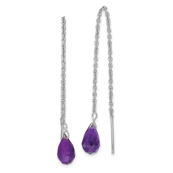 FB Jewels Sterling Silver Rhodium-plated Amethyst Bead Dangle Earrings