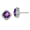 thumbnail image 1 of FB Jewels Sterling Silver Rhodium-plated Amethyst and Diamond Earrings, 1 of 2