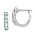 thumbnail image 1 of FB Jewels Sterling Silver Rhodium-plated Aquamarine & Diamond Earrings, 1 of 2