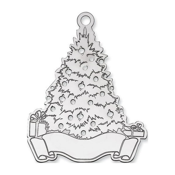 FB Jewels Sterling Silver Rhodium-plated Blank Christmas Tree Ornament