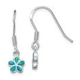thumbnail image 1 of FB Jewels Sterling Silver Rhodium-plated Blue Created Opal Flower Earrings, 1 of 1