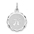 thumbnail image 1 of FB Jewels Sterling Silver Rhodium-plated Brocaded Initial K Charm, 1 of 4