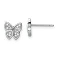 thumbnail image 1 of FB Jewels Sterling Silver Rhodium-plated CZ Butterfly Post Earrings, 1 of 1