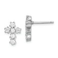 thumbnail image 1 of FB Jewels Sterling Silver Rhodium-plated CZ Cross Post Earrings, 1 of 3