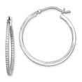 thumbnail image 1 of FB Jewels Sterling Silver Rhodium-plated CZ In & Out Hoops, 1 of 1