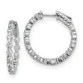 thumbnail image 1 of FB Jewels Sterling Silver Rhodium-plated CZ In and Out Hinged Hoop Earrings, 1 of 2
