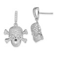 thumbnail image 1 of FB Jewels Sterling Silver Rhodium-plated & CZ Skull Dangle Post Earrings, 1 of 2