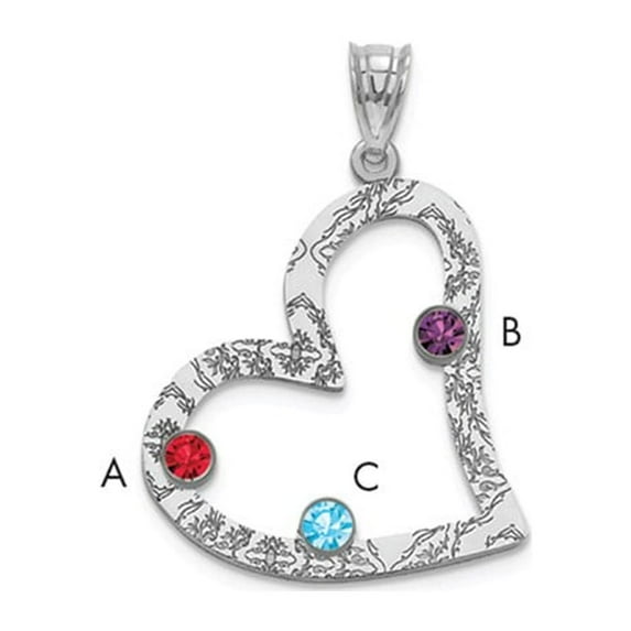 FB Jewels Sterling Silver Rhodium-plated Crystal Family Heart Pendant