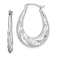 thumbnail image 1 of FB Jewels Sterling Silver Rhodium-plated D/C Scalloped Hoop Earrings, 1 of 2