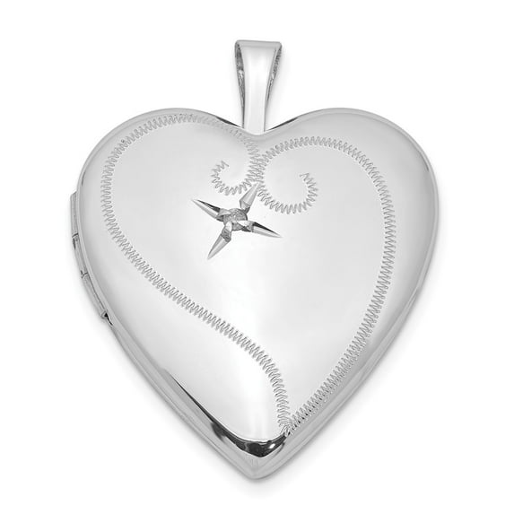 FB Jewels Sterling Silver Rhodium-plated & Dia. 20mm D/C Heart Locket