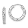 thumbnail image 1 of FB Jewels Sterling Silver Rhodium-plated Diamond Cut Hollow Hinged Hoop Earrings, 1 of 2