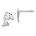 thumbnail image 1 of FB Jewels Sterling Silver Rhodium-plated Dolphin Stud Earrings, 1 of 1