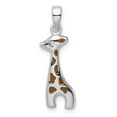 thumbnail image 1 of FB Jewels Sterling Silver Rhodium-plated Enameled CZ Giraffe Pendant, 1 of 1