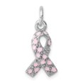 thumbnail image 1 of FB Jewels Sterling Silver Rhodium-plated Enameled Pink Ribbon Charm, 1 of 4