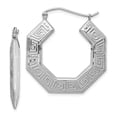 thumbnail image 1 of FB Jewels Sterling Silver Rhodium-plated Greek Key Hoop Earrings, 1 of 3